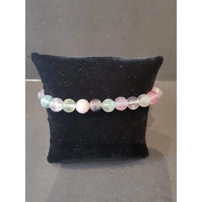 Delicate beaded stone bracelet with 8mm pastel pink, green, lavender gems