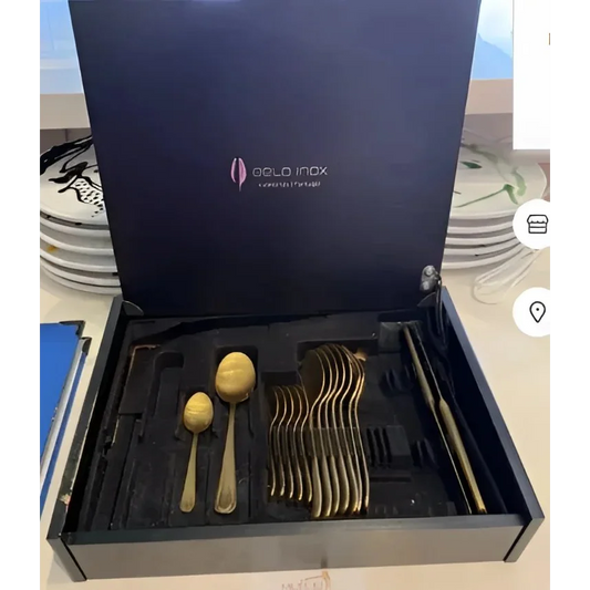 Black box with gold belo inox cutlery set for a touch of elegance on your table