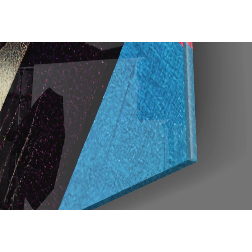 Stunning Black Cat glass wall art with bold pink accents