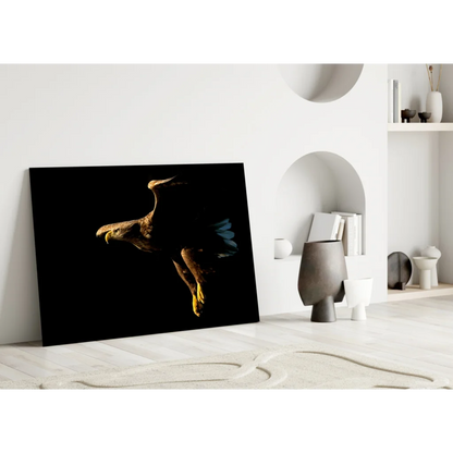 Stunning black eagle canvas wall art with gold accents