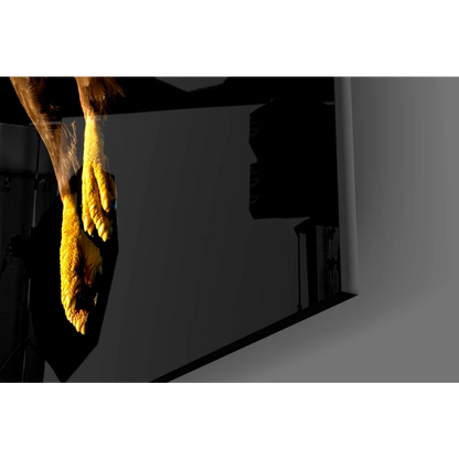 Stunning black eagle wall art with gold accents and leather horse hoof charm