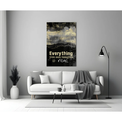 Black gold abstract wall art canvas with imagination quote