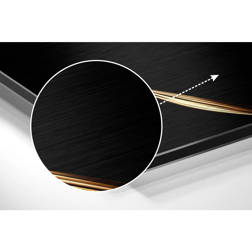 Sleek black gold chopsticks on brushed aluminium dibond