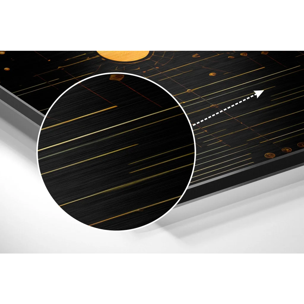 Stunning black gold brushed aluminium dibond circuit art panel