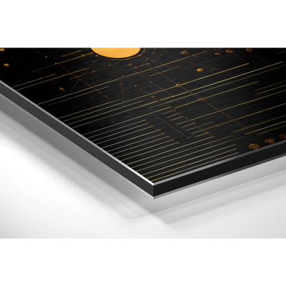 Stunning Black Gold Brushed Aluminium Dibond Circuit Art Panel | Glass Wall Art Print | vintageantiquesgifts.com