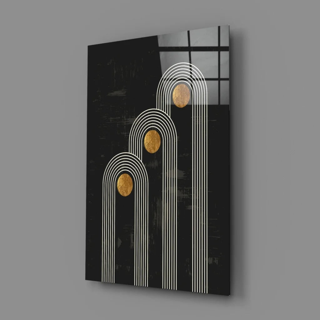 Stunning black gold geometric canvas wall art print