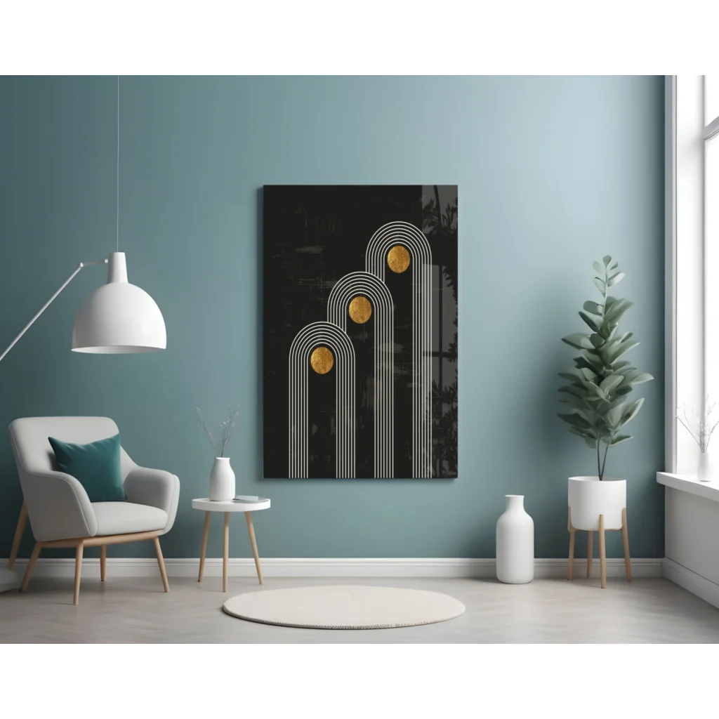 Stunning black gold geometric wall art print on canvas