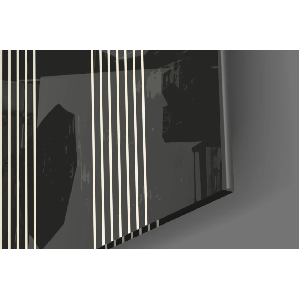 Stunning black and white striped glass wall art mirror