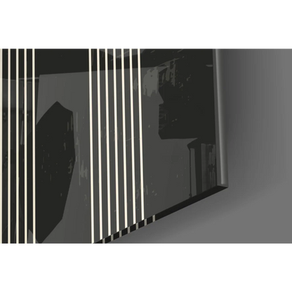 Stunning black and white striped glass wall art mirror
