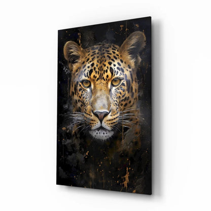 Stunning black gold leopard glass wall art canvas print