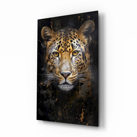 Stunning black gold leopard glass wall art canvas print