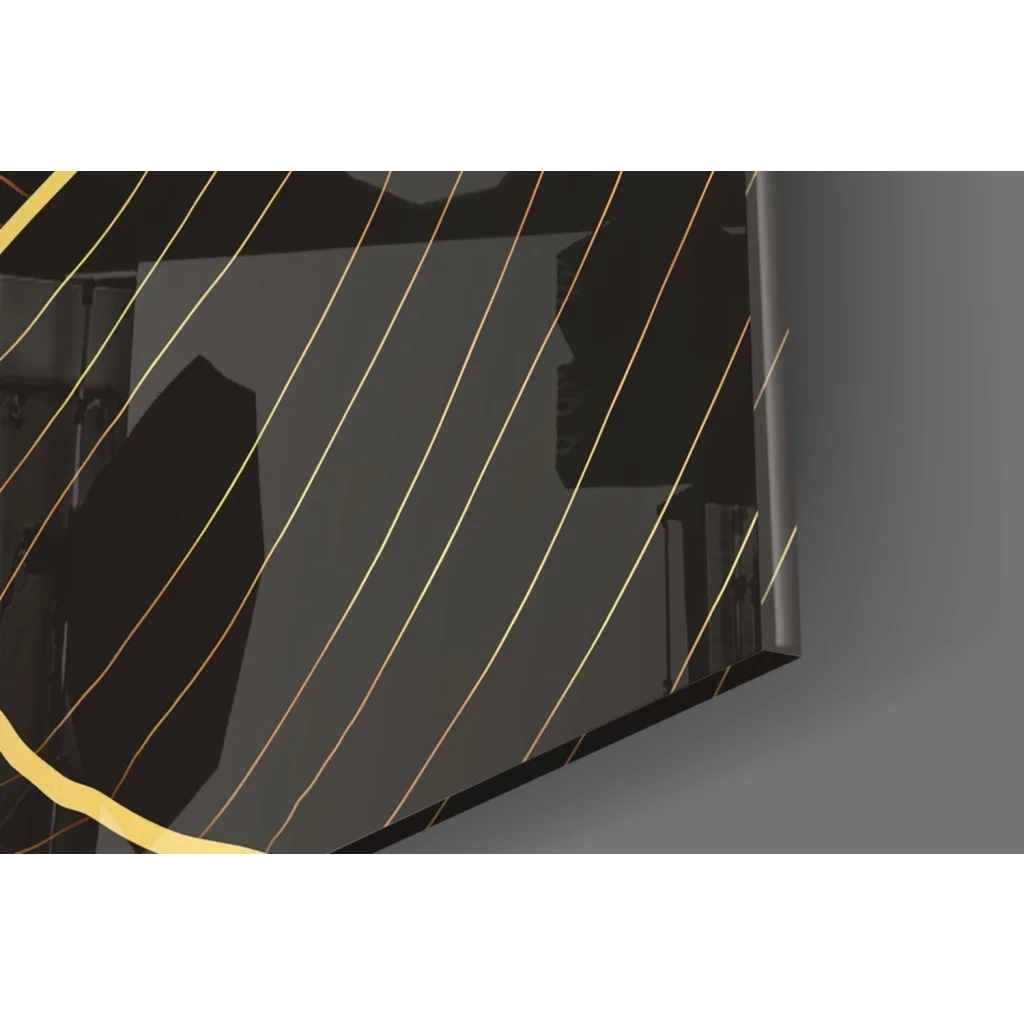 Gold black striped guitar pick holder in stunning glass wall art