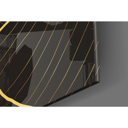 Gold black striped guitar pick holder in stunning glass wall art