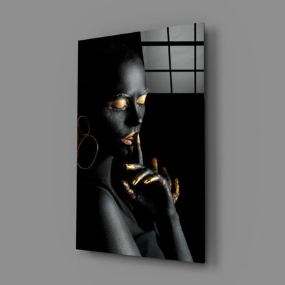 Stunning black and gold woman portrait canvas wall art