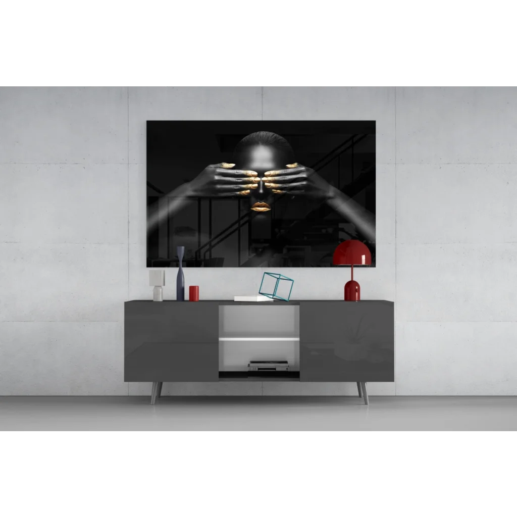 Sleek Samsung QLED TV in black frame as tempered glass art