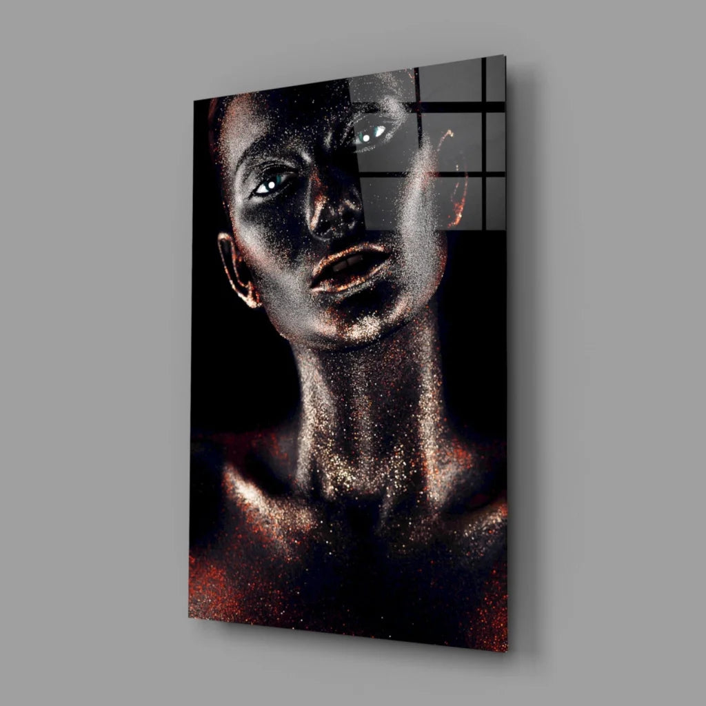 Stunning black gold tempered glass art portrait wall decor