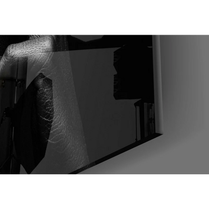 Stunning black and white textured scarf on tempered glass art