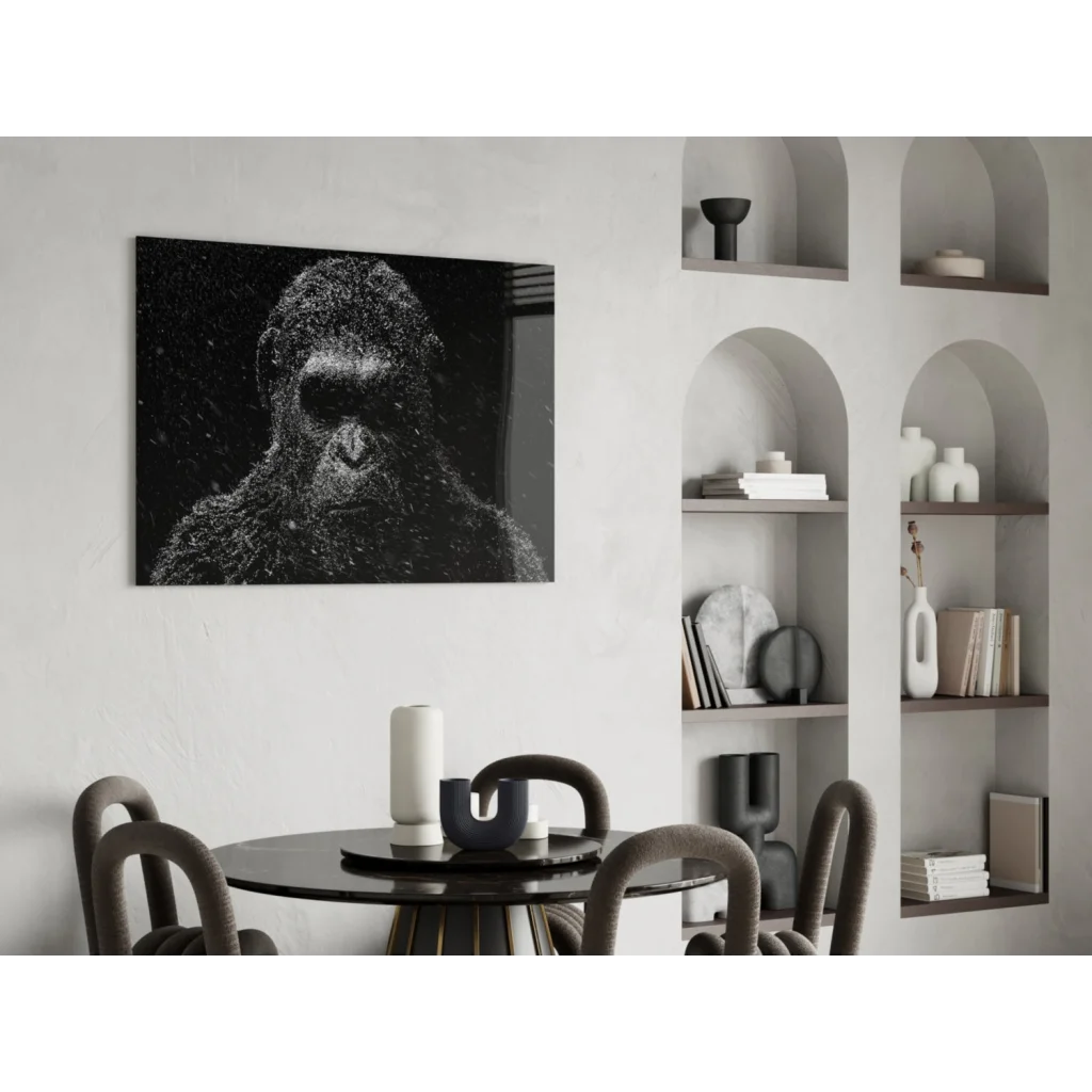 Stunning black gorilla wall art print on textured canvas