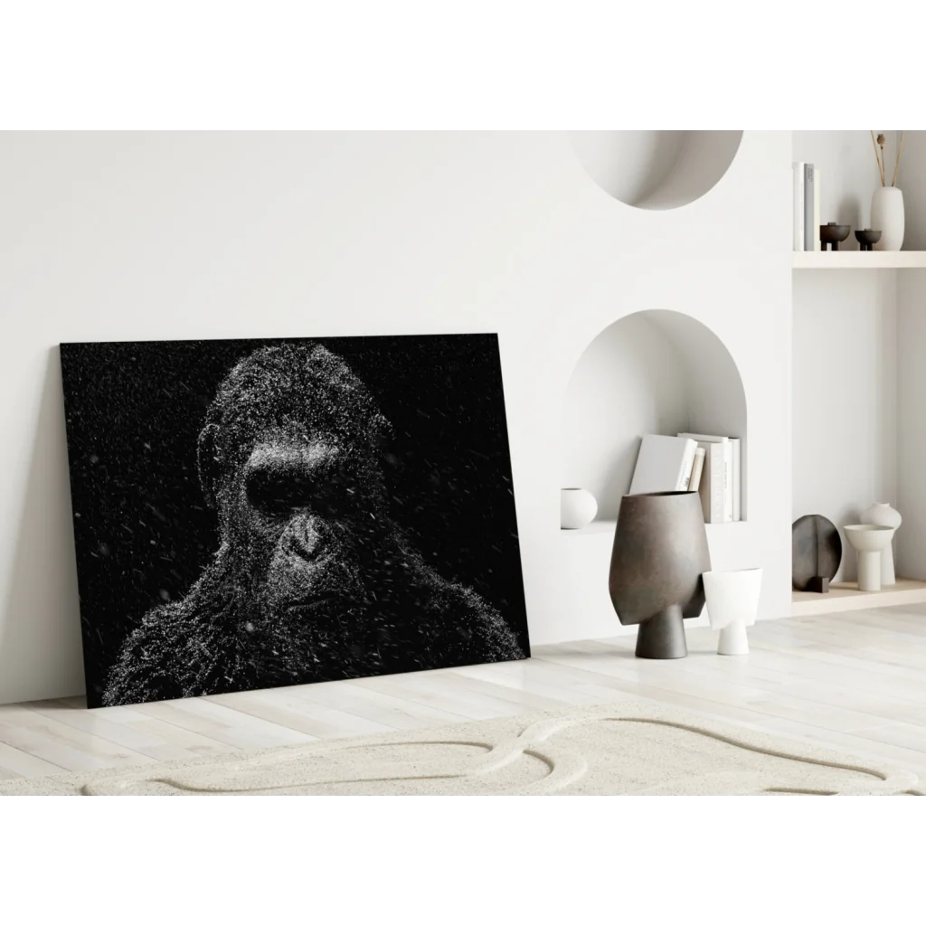 Stunning black gorilla wall art on bold textured canvas print