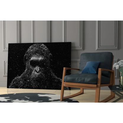 Stunning black gorilla wall art canvas print with textured details and starry background