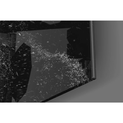 Stunning black shattered glass wall art on textured canvas