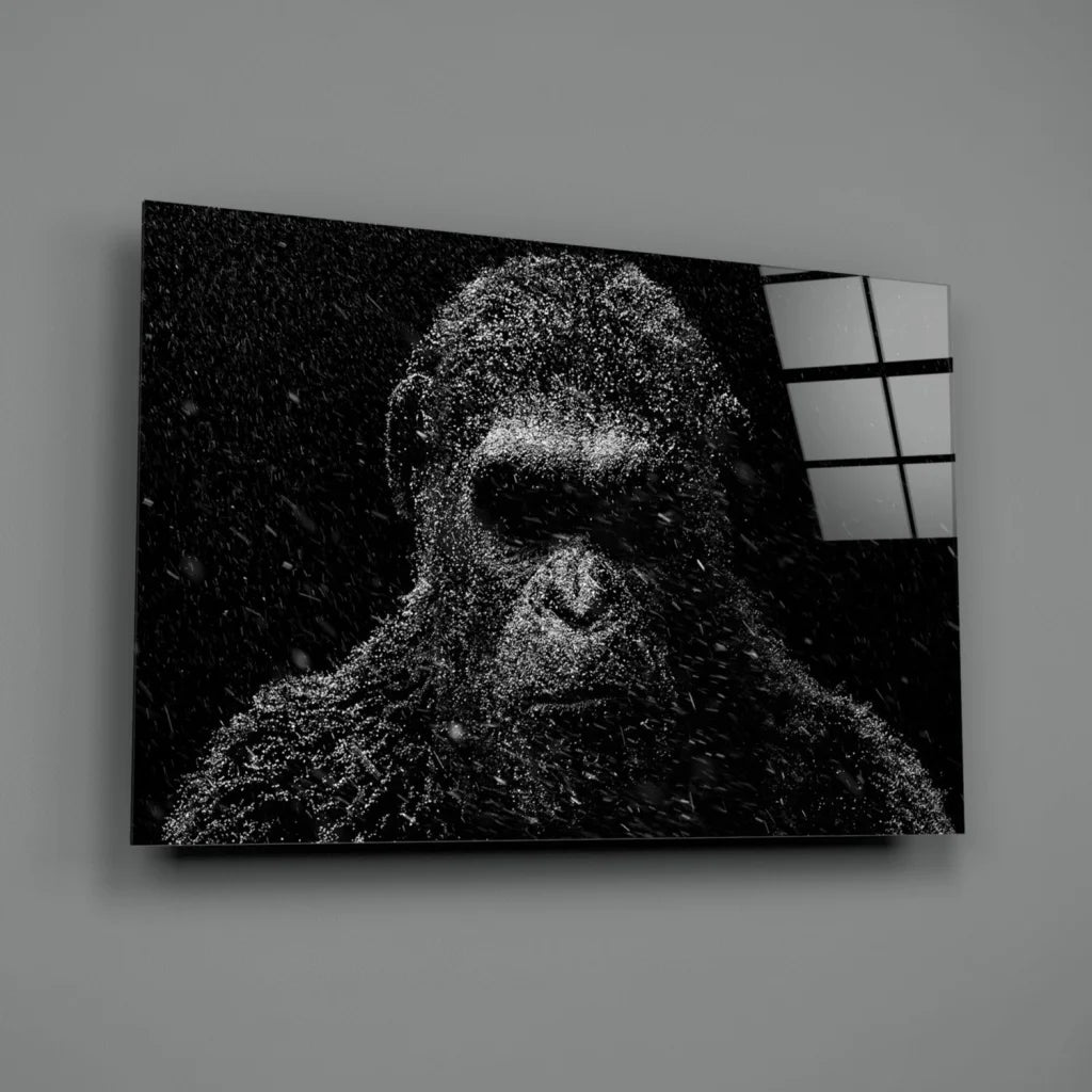 Stunning black gorilla wall art canvas print with bold textured details