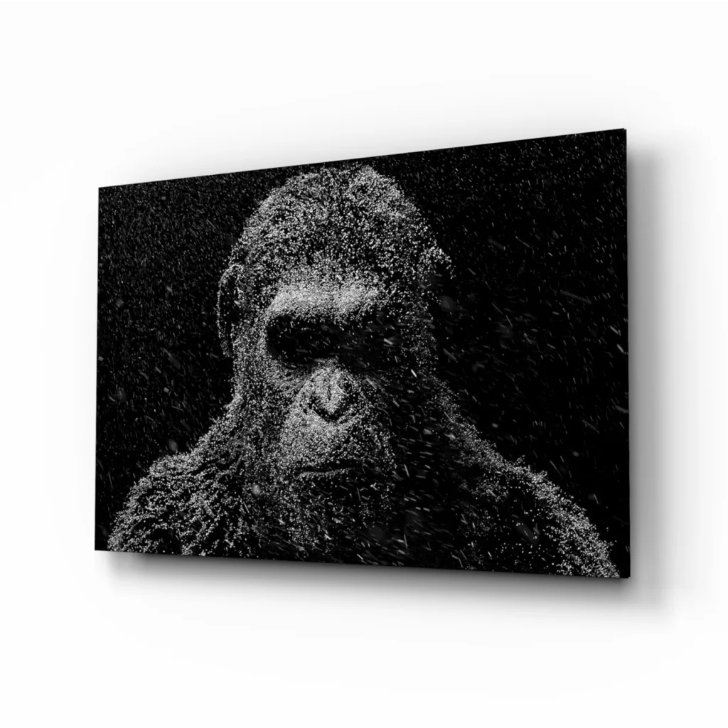 Stunning black gorilla wall art on textured canvas print