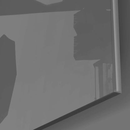 Stunning black rectangular mirror with silver frame in marble bust wall art