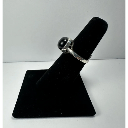 Stunning black onyx ring in sleek sterling silver band