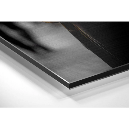 Stunning Black Panther brushed aluminium Dibond wall art in black rectangular frame