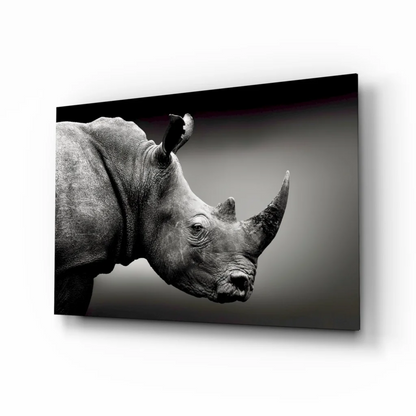 Stunning black rhino canvas wall art print with textured design