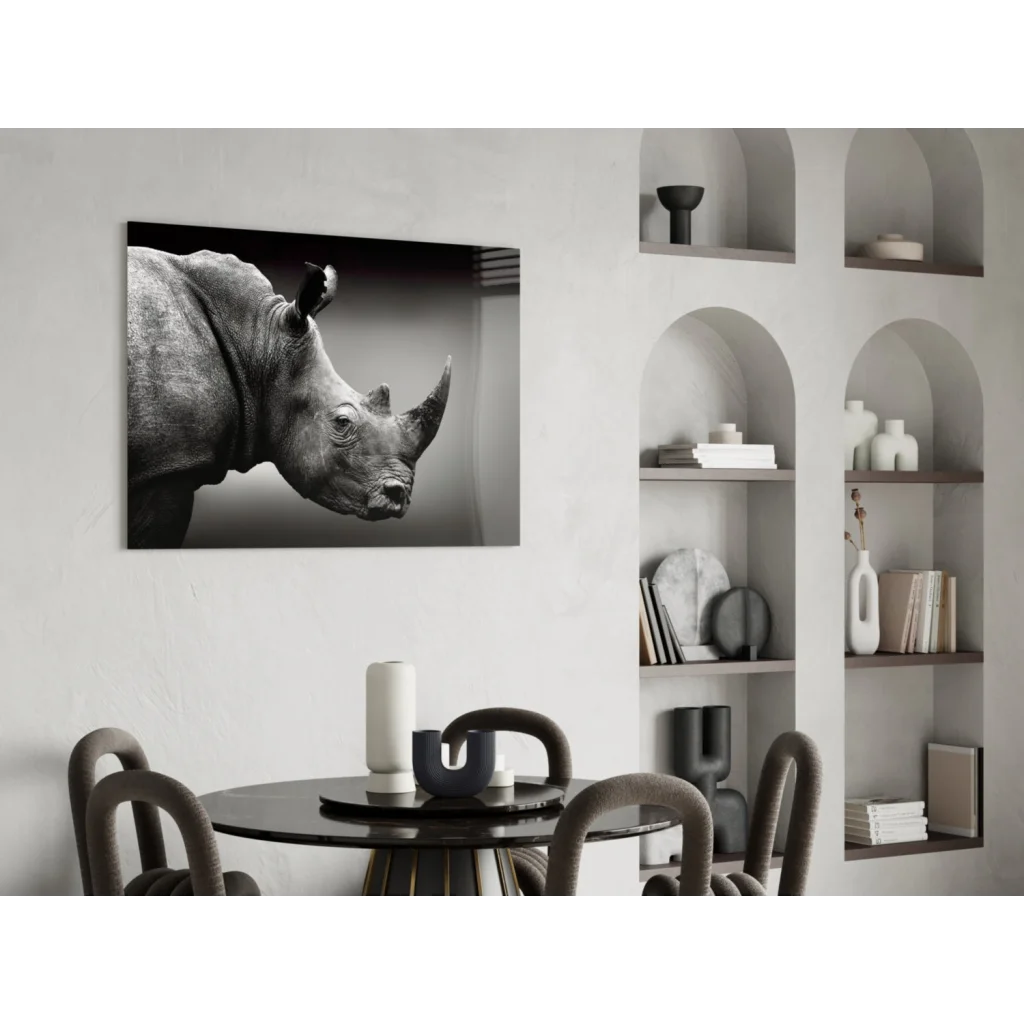 Stunning black and white rhino canvas wall art print