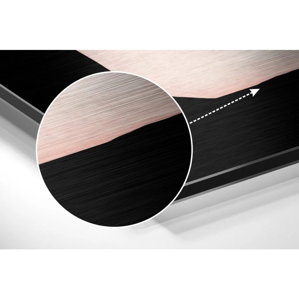 Stunning black rose gold brushed aluminium dibond wall art