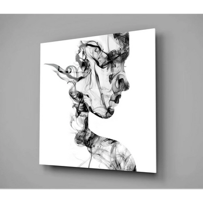 Stunning black smoke abstract canvas wall art print with glossy finish