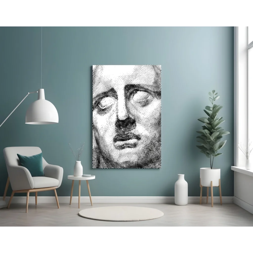 Stunning black and white abstract face wall art canvas print
