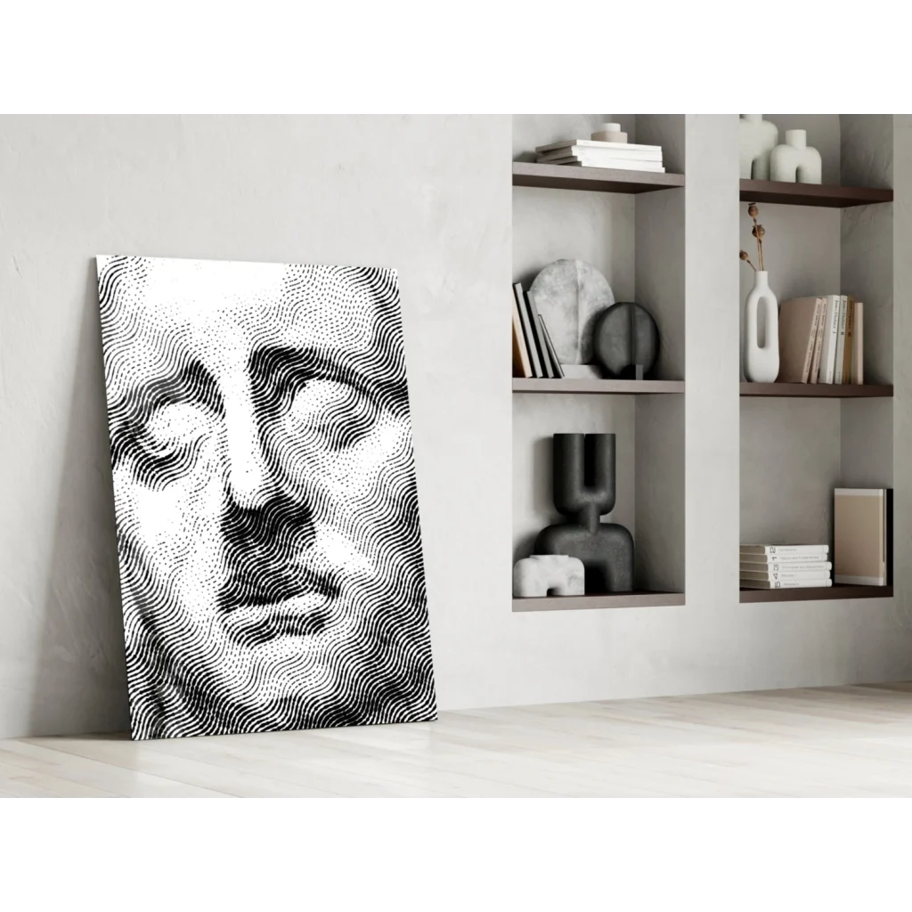 Stunning black and white abstract face wall art canvas print