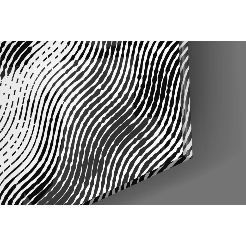 Black and white striped wave cushion wall art canvas print