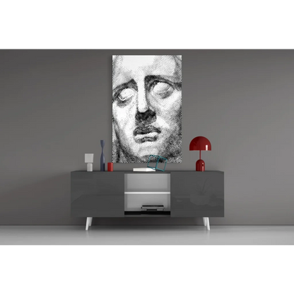 Stunning black and white abstract face marble bust wall art print