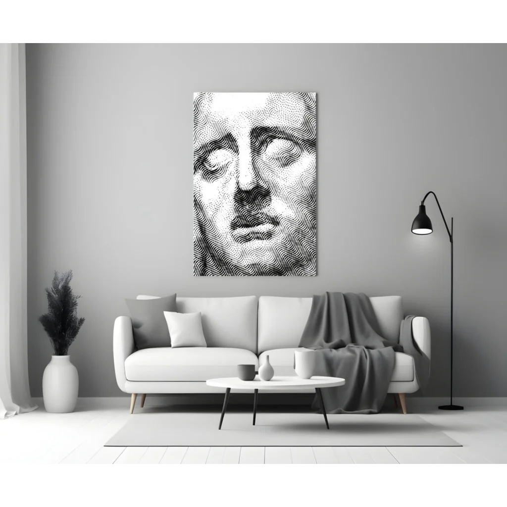 Stunning black and white abstract face wall art canvas print