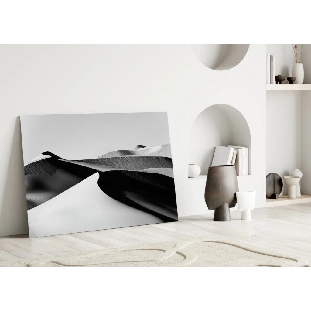 Stunning black and white abstract wall art print with geometric shapes