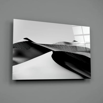 Black and white abstract wall art print with flowing lines on textured surface