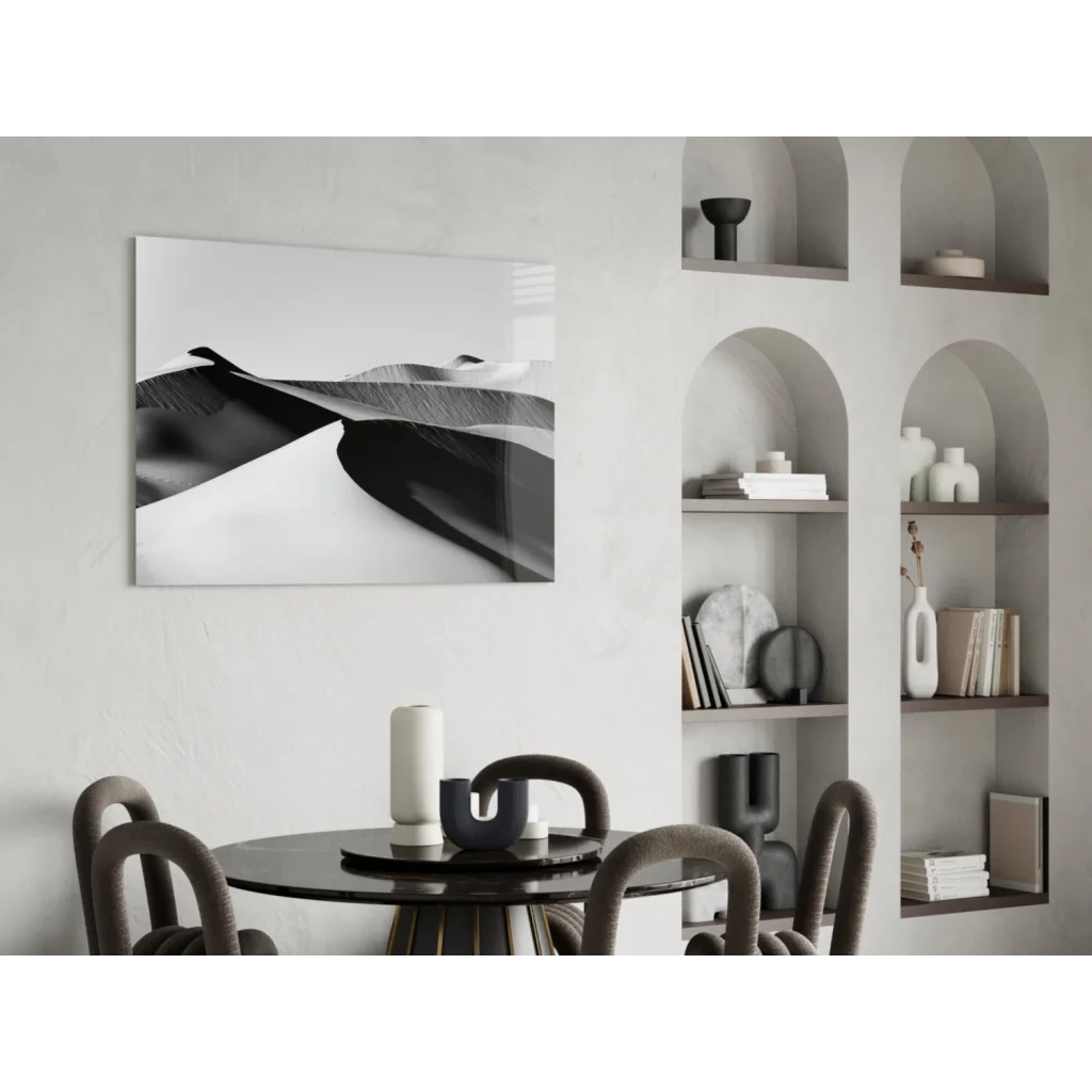 Stunning black and white abstract wall art print with overlapping shapes