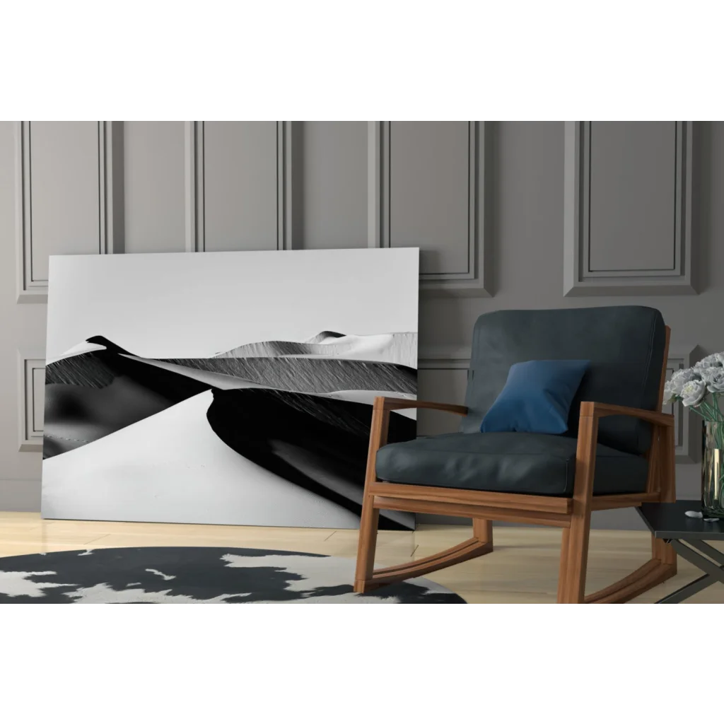 Stunning black and white abstract wall art print on textured canvas