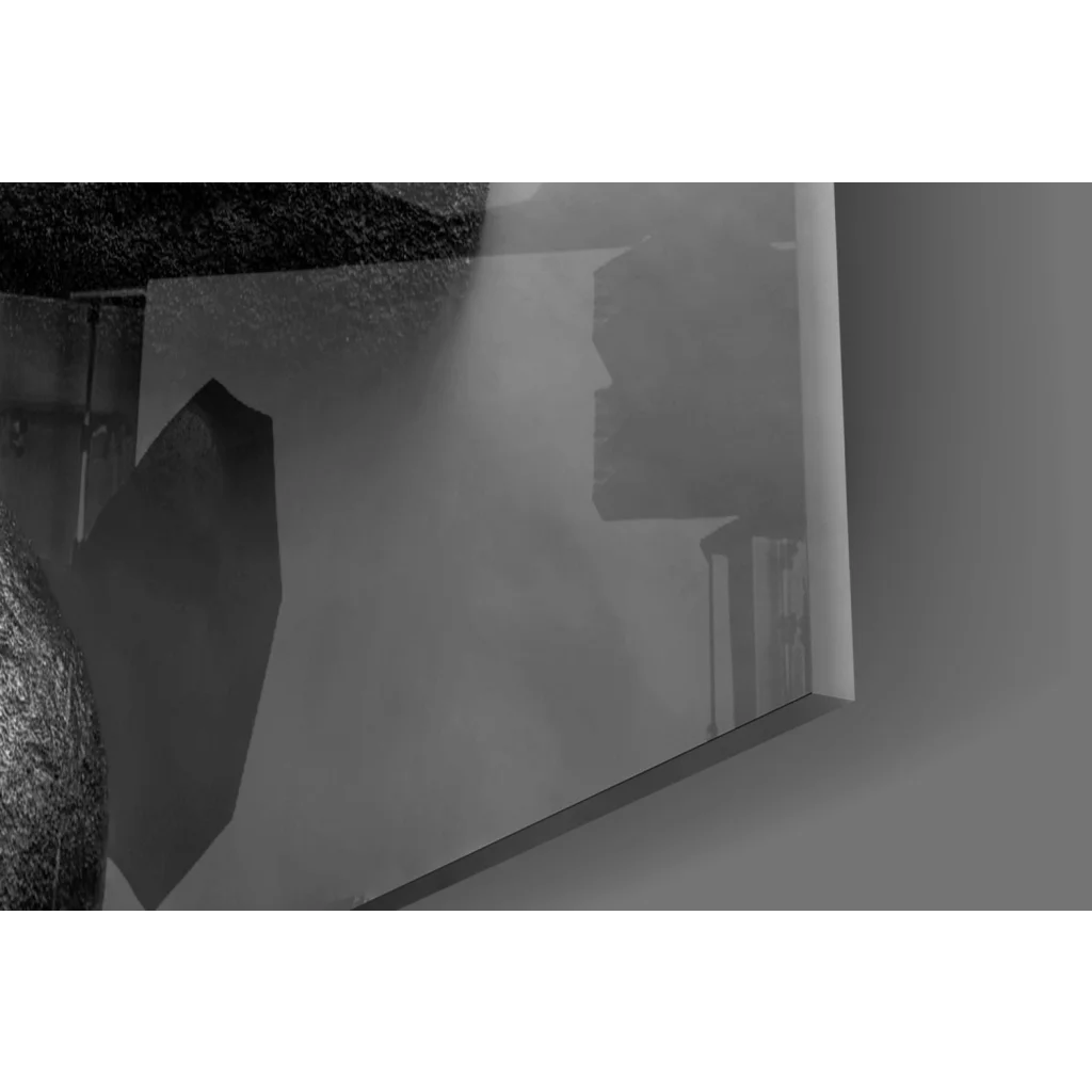 Black and white geometric beach stones wall art canvas