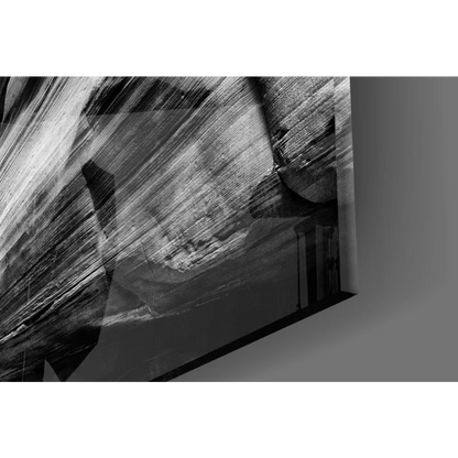 Stunning black and white canyon wall art print with textured brushstrokes