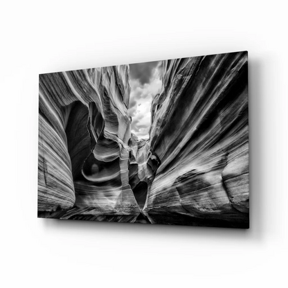 Black and white canyon wall art print on canvas