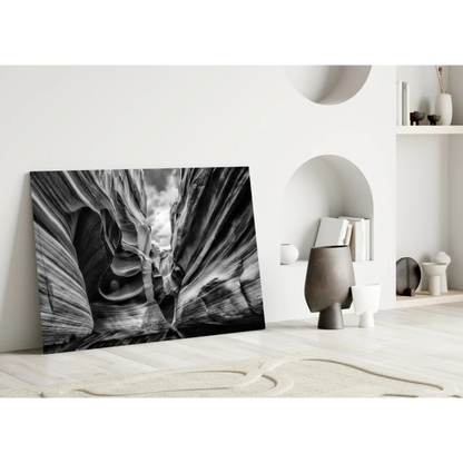 Black and white canyon wall art print on canvas