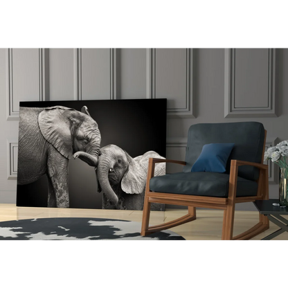 Stunning black white elephant canvas wall art with texture
