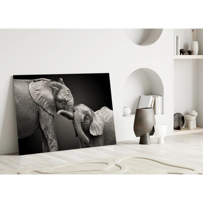 Stunning black white elephant textured canvas wall art print