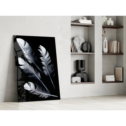 Stunning black and white feather wall art canvas print
